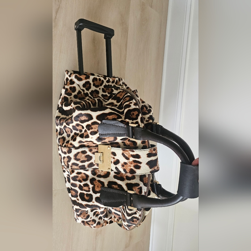 Leopard Print Duffle Bag w/Wheels